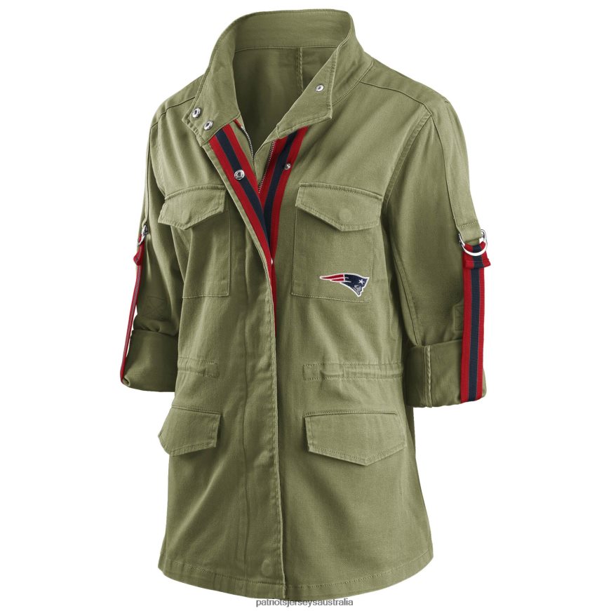 Women WEAR By Erin Andrews Olive Full-Zip Utility Jacket ZZ06V2898 Patriots Jersey Clothing