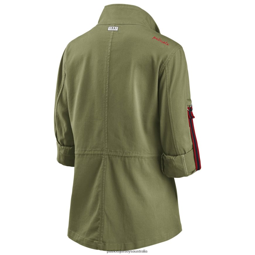Women WEAR By Erin Andrews Olive Full-Zip Utility Jacket ZZ06V2898 Patriots Jersey Clothing