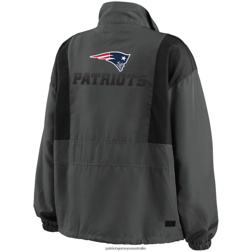 Women WEAR by Erin Andrews Charcoal Popover Packable Half-Zip Jacket ZZ06V2961 Patriots Jersey Clothing