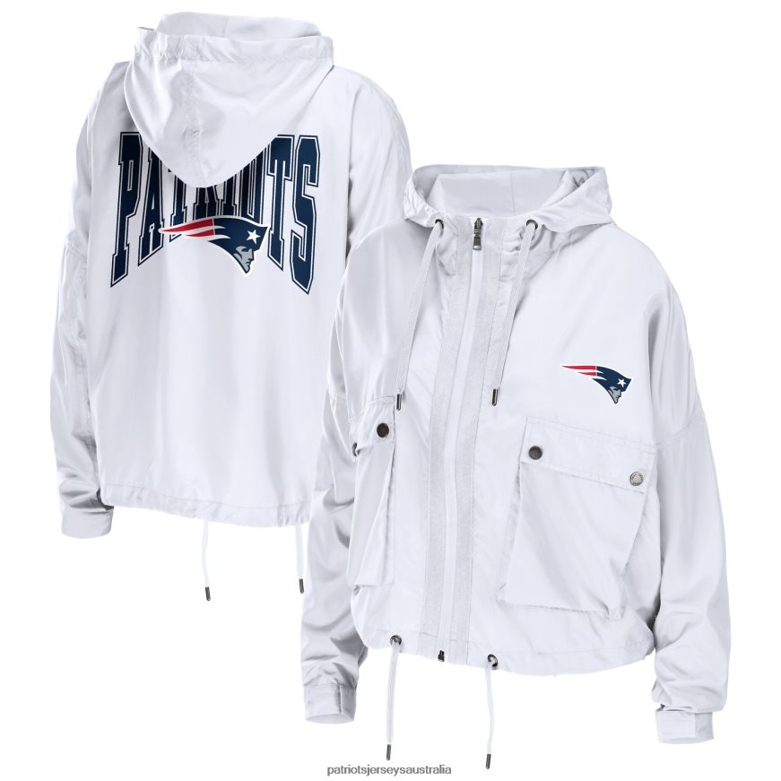 Women WEAR by Erin Andrews White Full-Zip Lightweight Windbreaker ZZ06V2941 Patriots Jersey Clothing