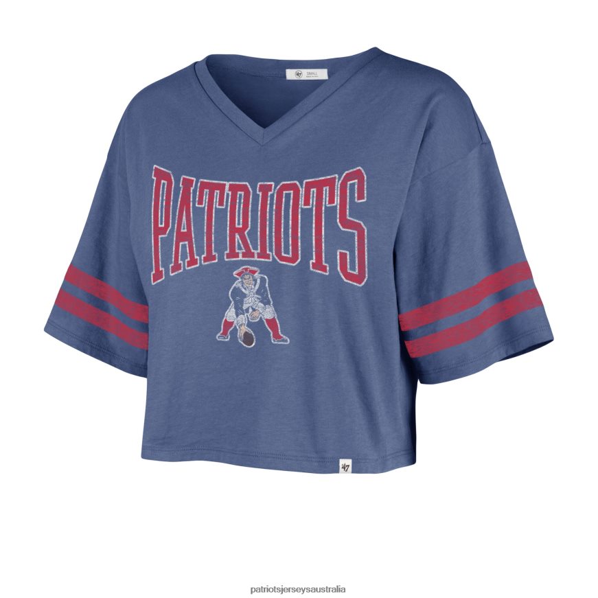 Women 47 Royal Fanfare Sport V-Neck Crop Top ZZ06V22638 Patriots Jersey Clothing