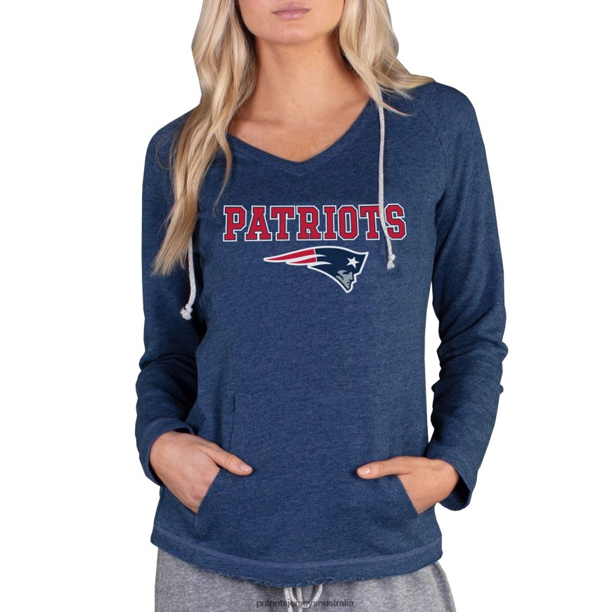 Women Concepts Sport Navy Mainstream Hooded Long Sleeve V-Neck Top ZZ06V22709 Patriots Jersey Clothing