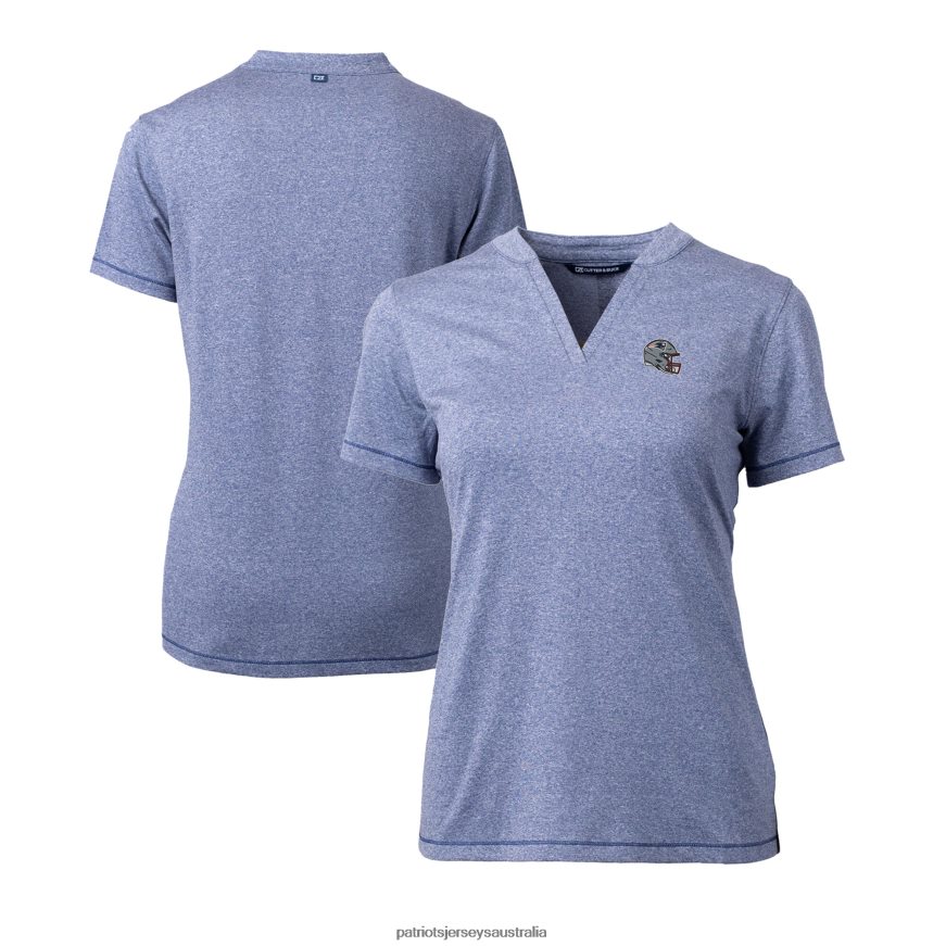 Women Cutter & Buck Heather Blue Helmet Logo DryTec Forge Stretch V-Neck Blade Top ZZ06V22649 Patriots Jersey Clothing