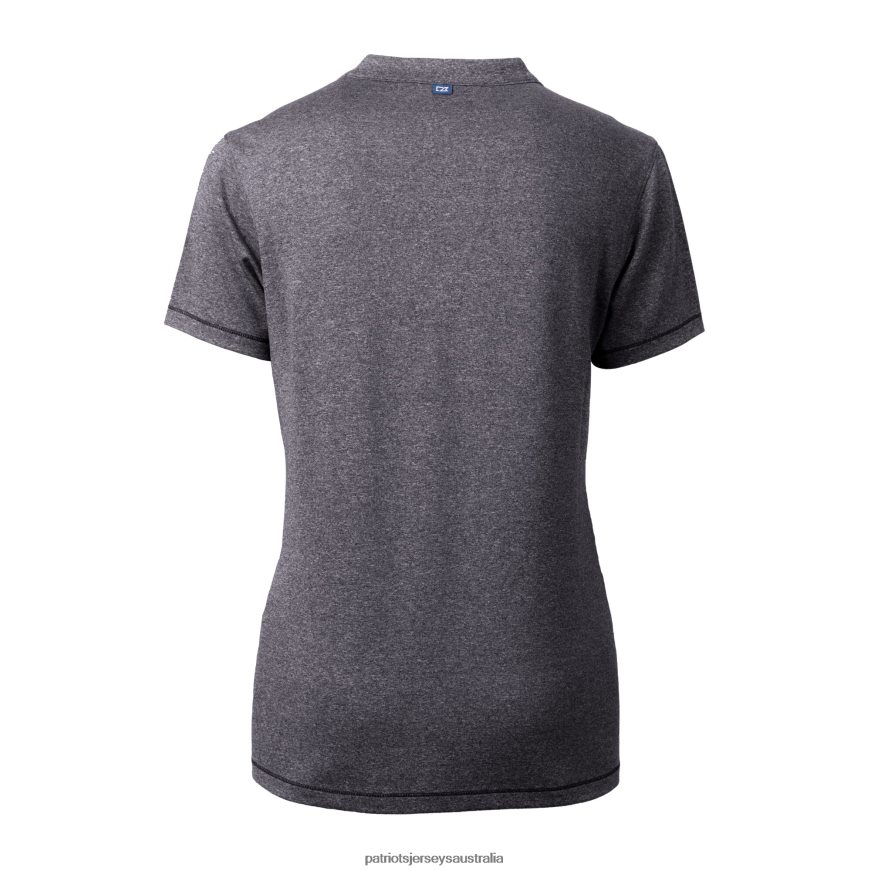 Women Cutter & Buck Heather Charcoal Helmet Logo DryTec Forge Stretch V-Neck Blade Top ZZ06V22651 Patriots Jersey Clothing