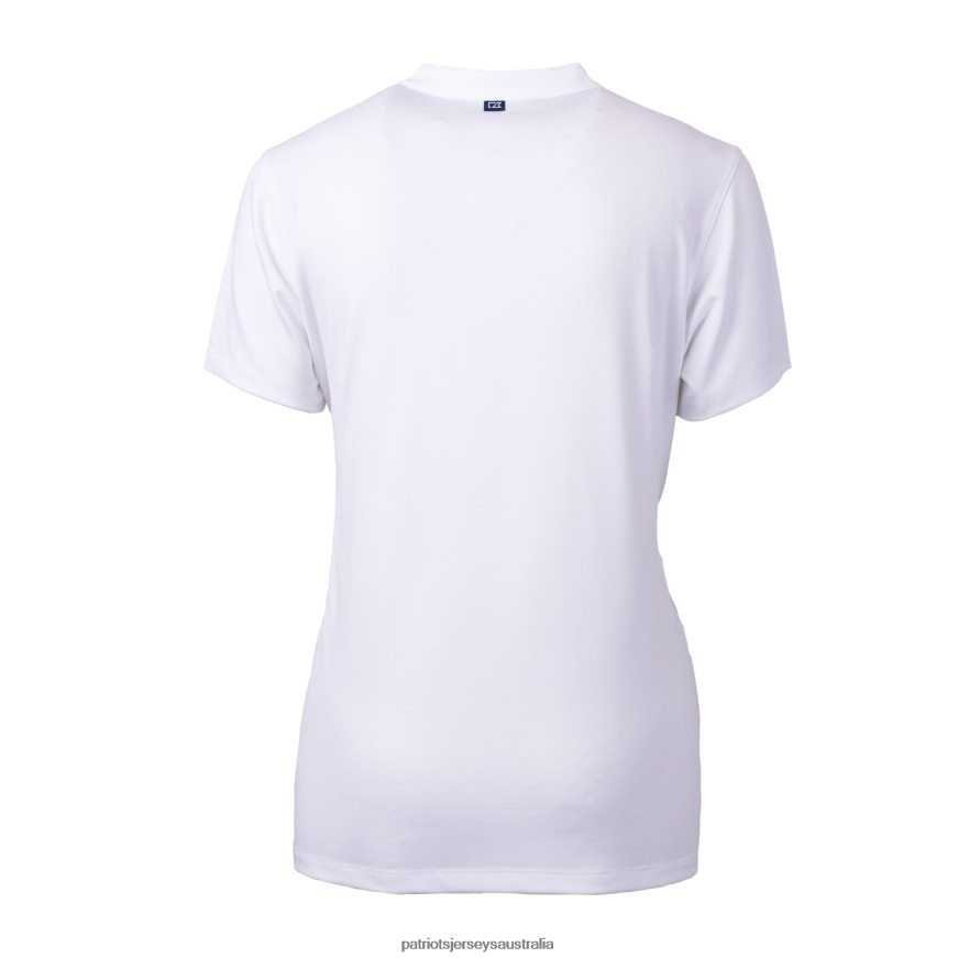 Women Cutter & Buck White Helmet Logo DryTec Forge Stretch V-Neck Blade Top ZZ06V22654 Patriots Jersey Clothing