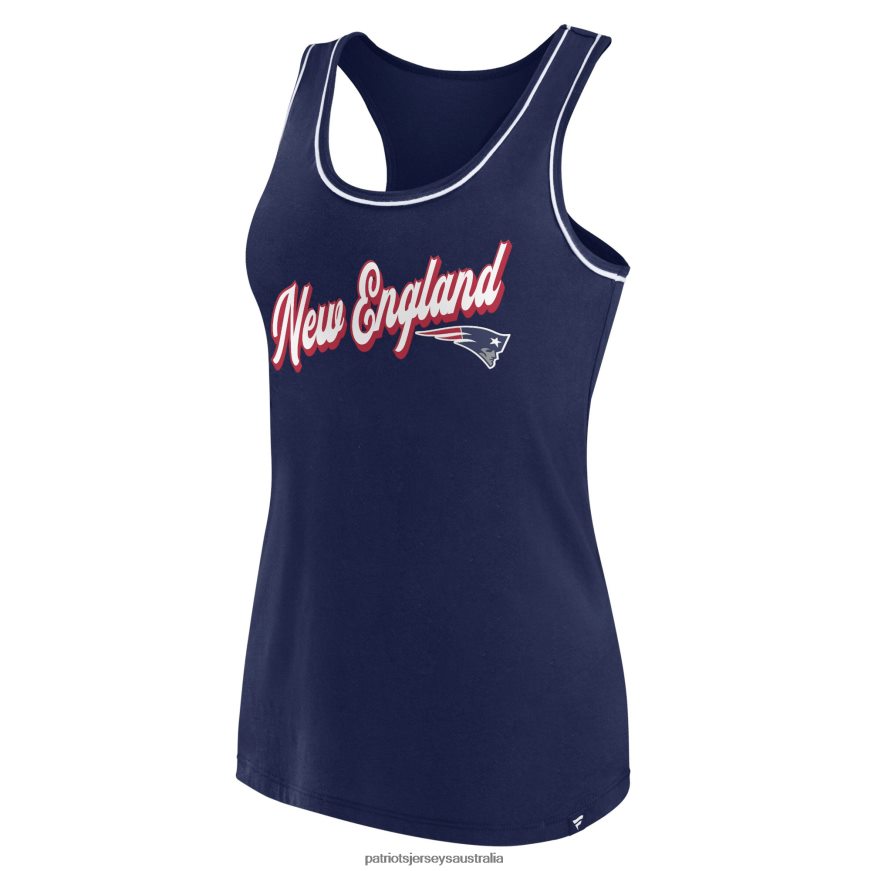 Women Fanatics Branded Navy Wordmark Logo Racerback Scoop Neck Tank Top ZZ06V22657 Patriots Jersey Clothing