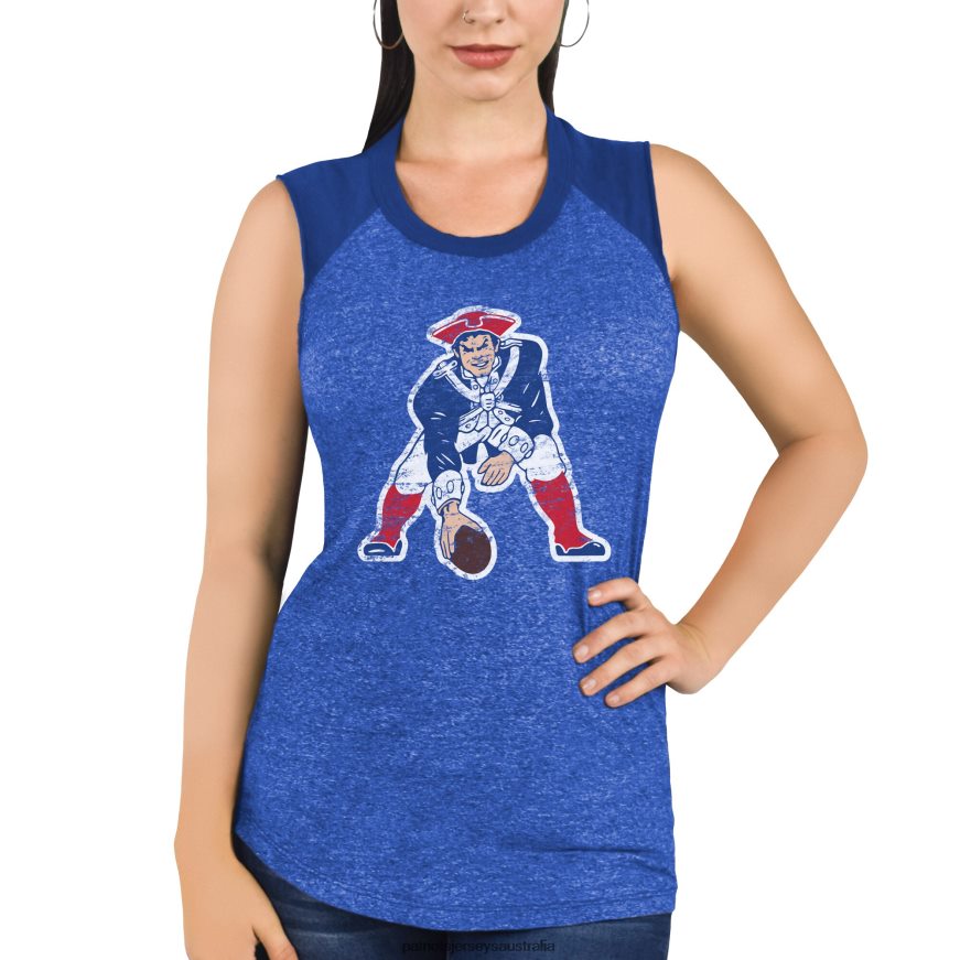 Women Majestic Threads Royal Retro Tri-Blend Raglan Muscle Tank Top ZZ06V22788 Patriots Jersey Clothing