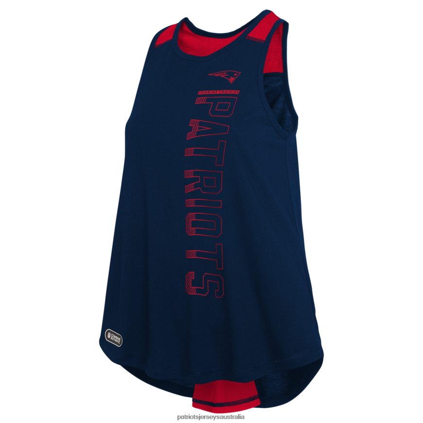 Women New Era Navy/Red Combine Authentic Over The Top Tank Top ZZ06V22779 Patriots Jersey Clothing