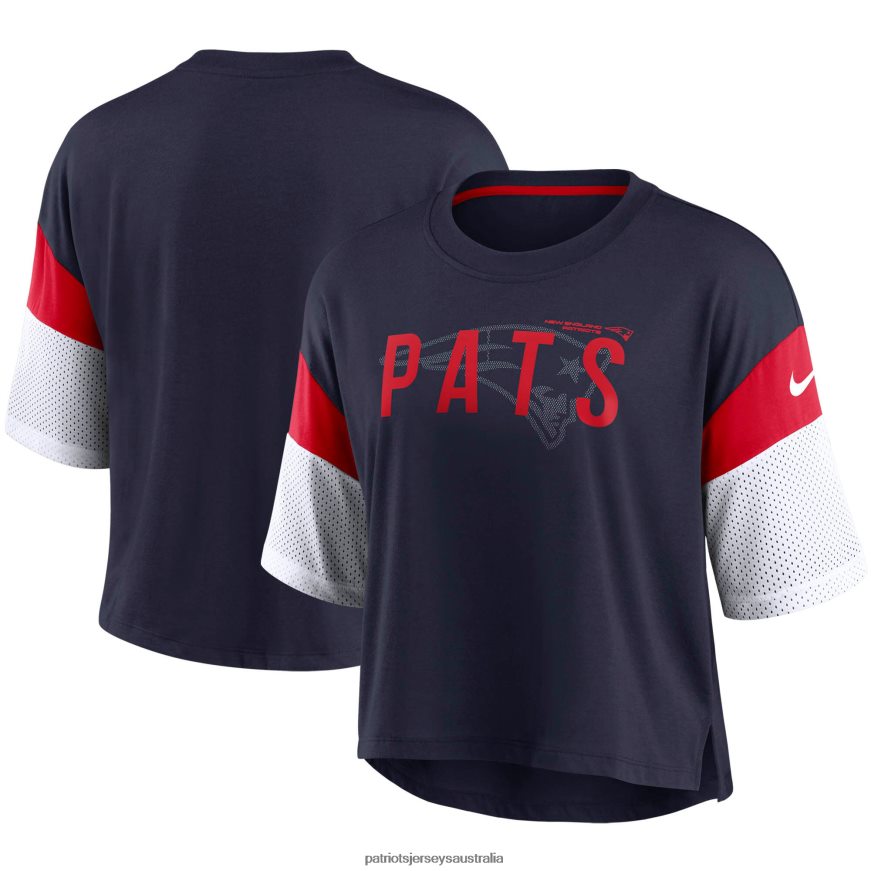Women Nike Navy/White Nickname Tri-Blend Performance Crop Top ZZ06V22798 Patriots Jersey Clothing