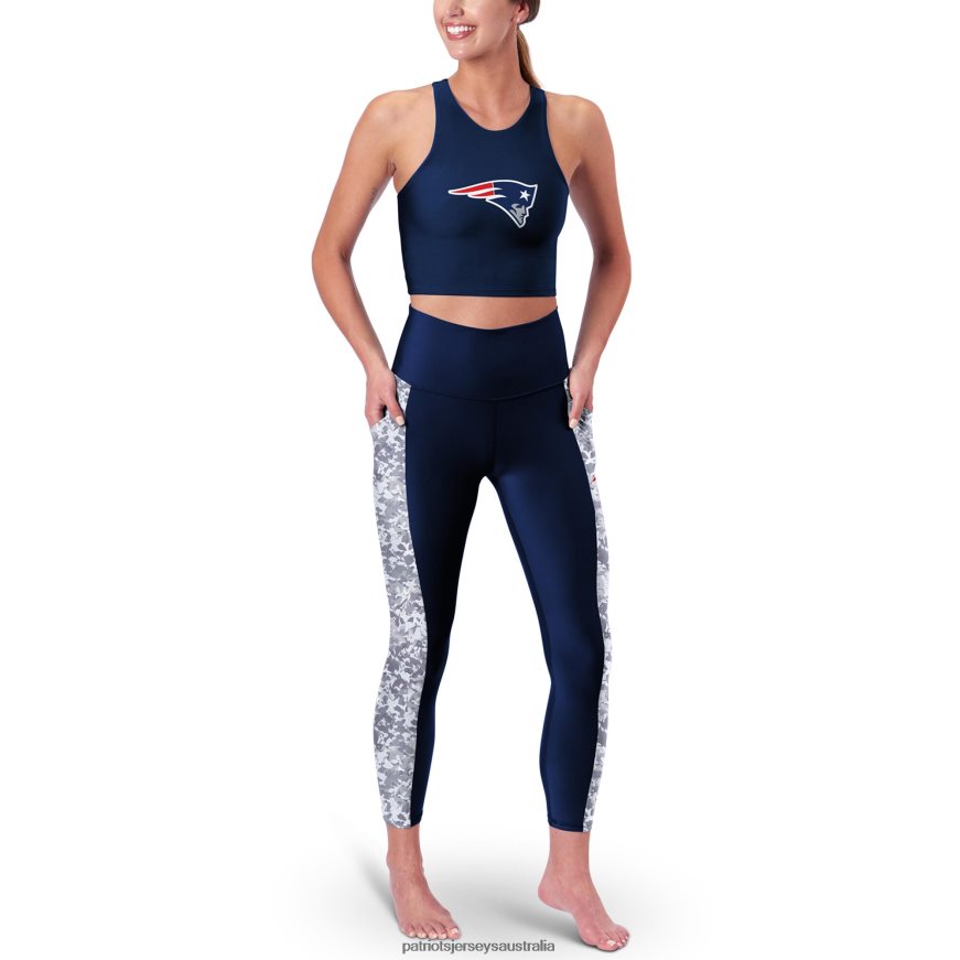 Women Certo Navy High Waist Logo Two-Pocket Leggings ZZ06V22475 Patriots Jersey Clothing