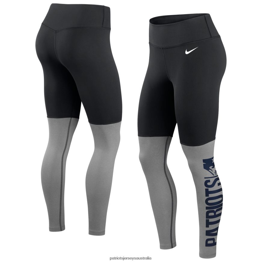 Women Nike Black/Heathered Charcoal Logo Stack Performance Leggings ZZ06V22500 Patriots Jersey Clothing