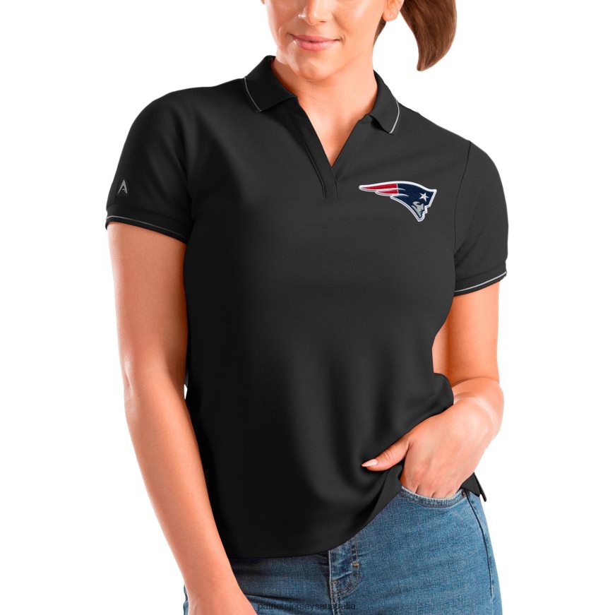 Women Antigua Black Affluent Polo ZZ06V22532 Patriots Jersey Clothing