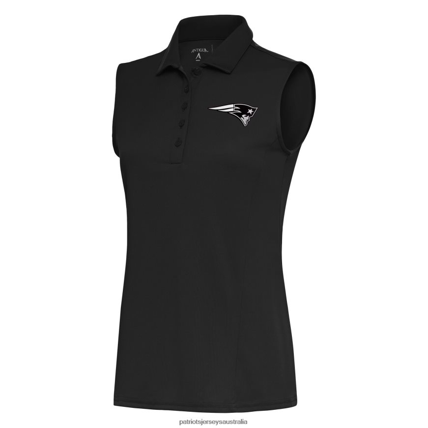 Women Antigua Charcoal Metallic Logo Sleeveless Tribute Polo ZZ06V22624 Patriots Jersey Clothing