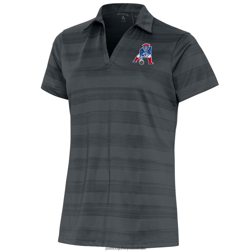 Women Antigua Charcoal Throwback Logo Compass Polo ZZ06V22553 Patriots Jersey Clothing