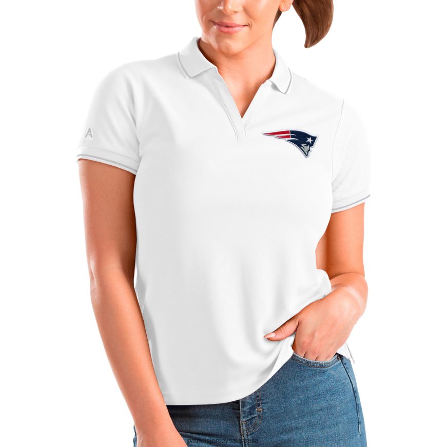 Women Antigua White Affluent Polo ZZ06V22542 Patriots Jersey Clothing