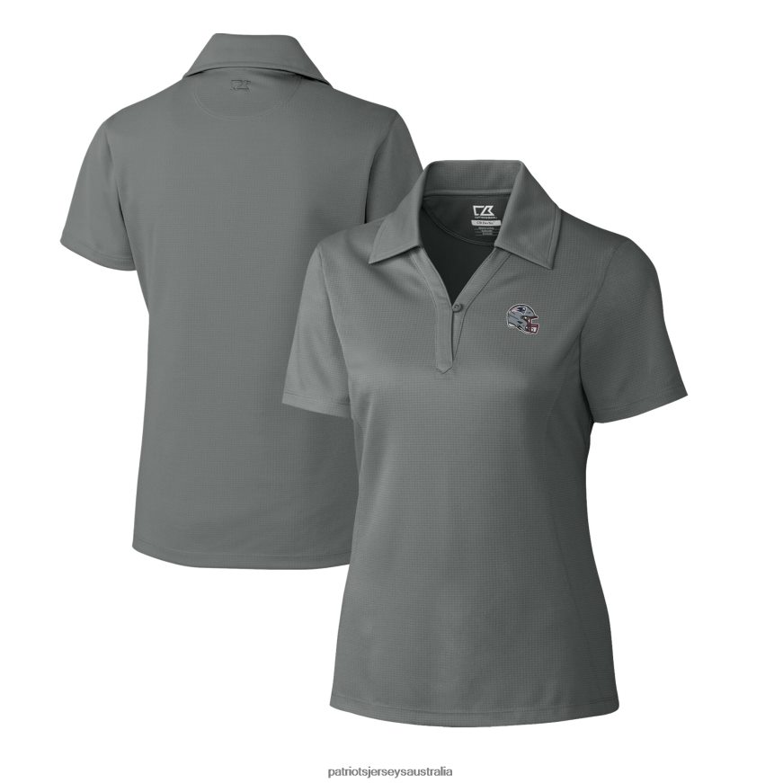 Women Cutter & Buck Gray Helmet Logo CB DryTec Genre Textured Solid Polo ZZ06V22511 Patriots Jersey Clothing