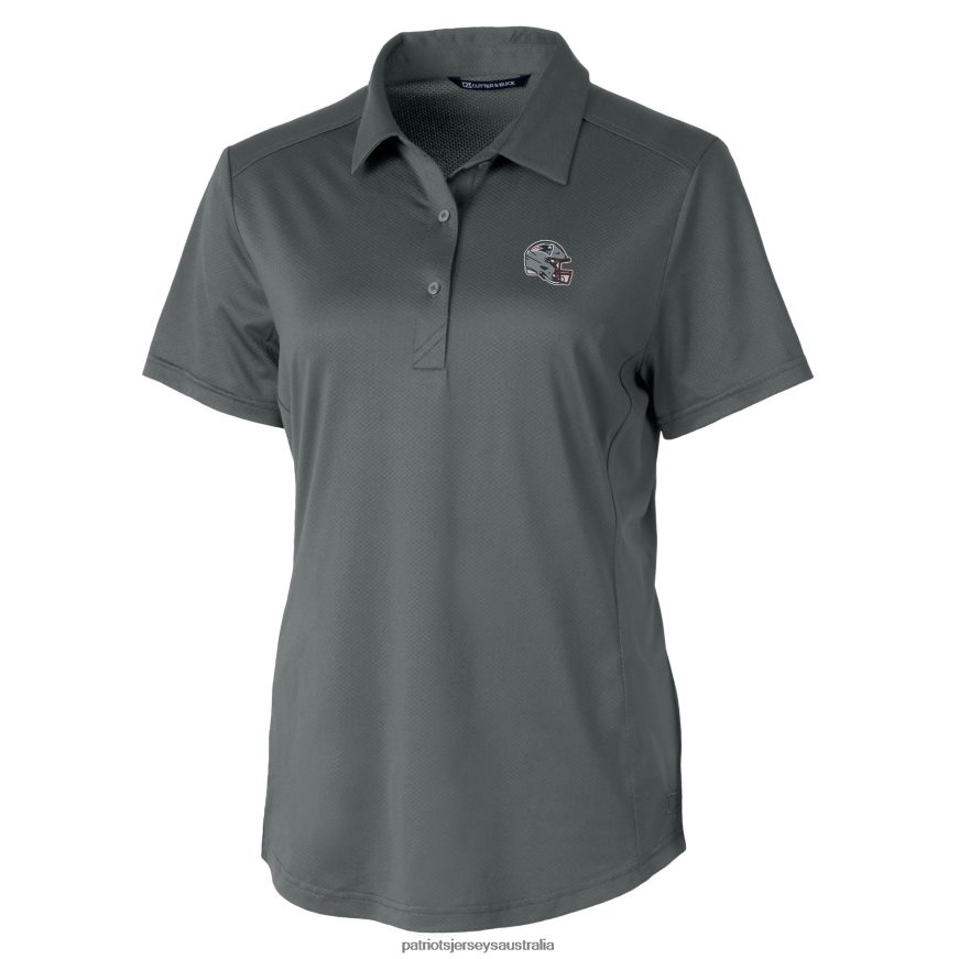 Women Cutter & Buck Gray Helmet Logo DryTec Prospect Textured Stretch Polo ZZ06V22524 Patriots Jersey Clothing