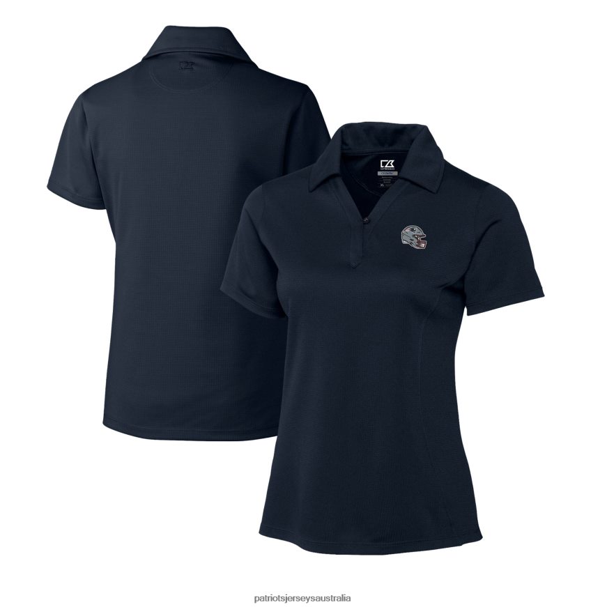 Women Cutter & Buck Navy Helmet Logo CB DryTec Genre Textured Solid Polo ZZ06V22512 Patriots Jersey Clothing