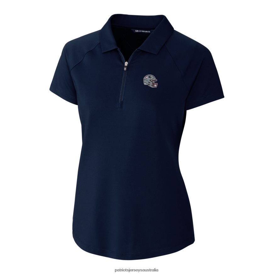 Women Cutter & Buck Navy Helmet Logo DryTec Forge Stretch Polo ZZ06V22506 Patriots Jersey Clothing