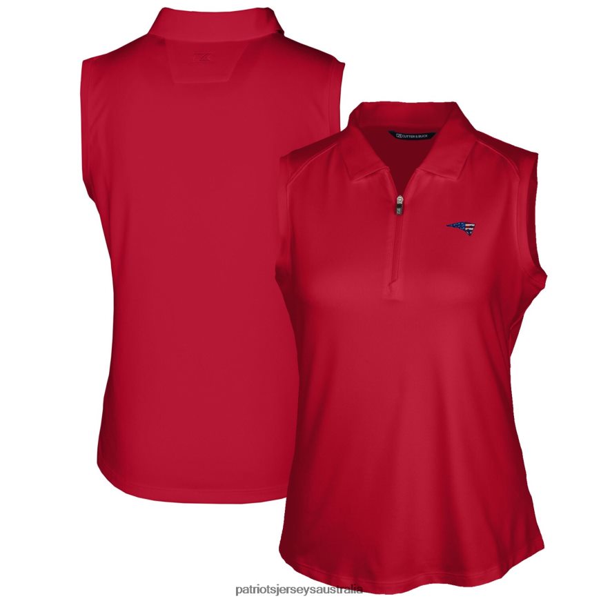 Women Cutter & Buck Red Americana Logo Forge DryTec Stretch Sleeveless Polo ZZ06V22573 Patriots Jersey Clothing