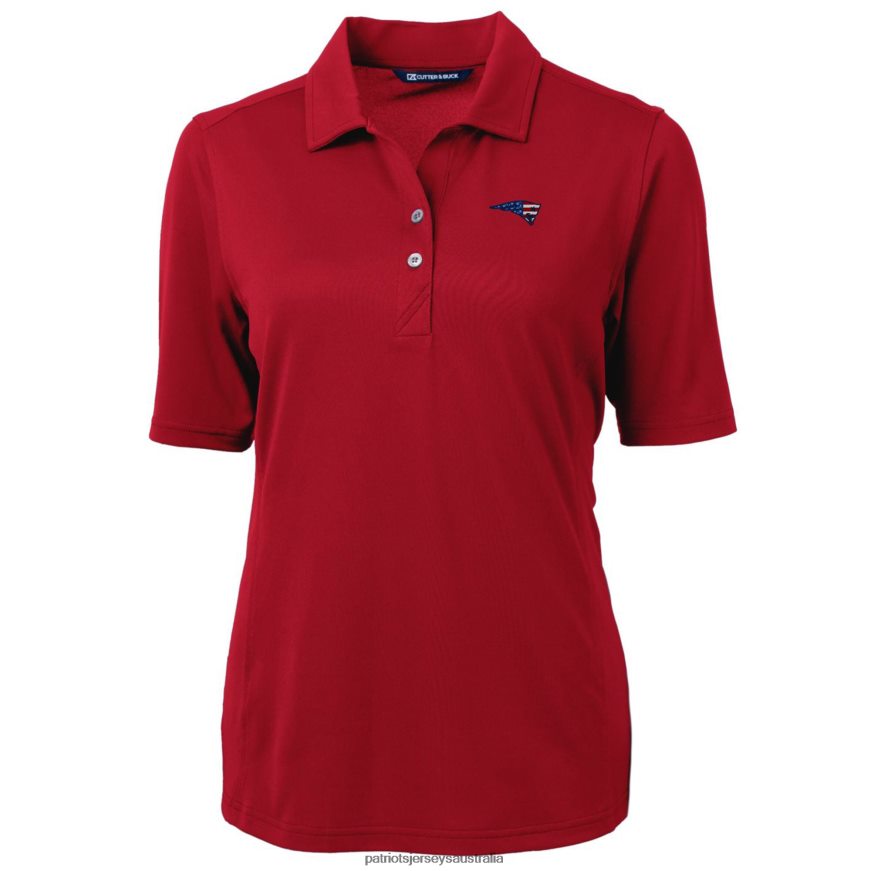 Women Cutter & Buck Red Americana Logo Virtue Eco Pique Recycled Polo ZZ06V22577 Patriots Jersey Clothing