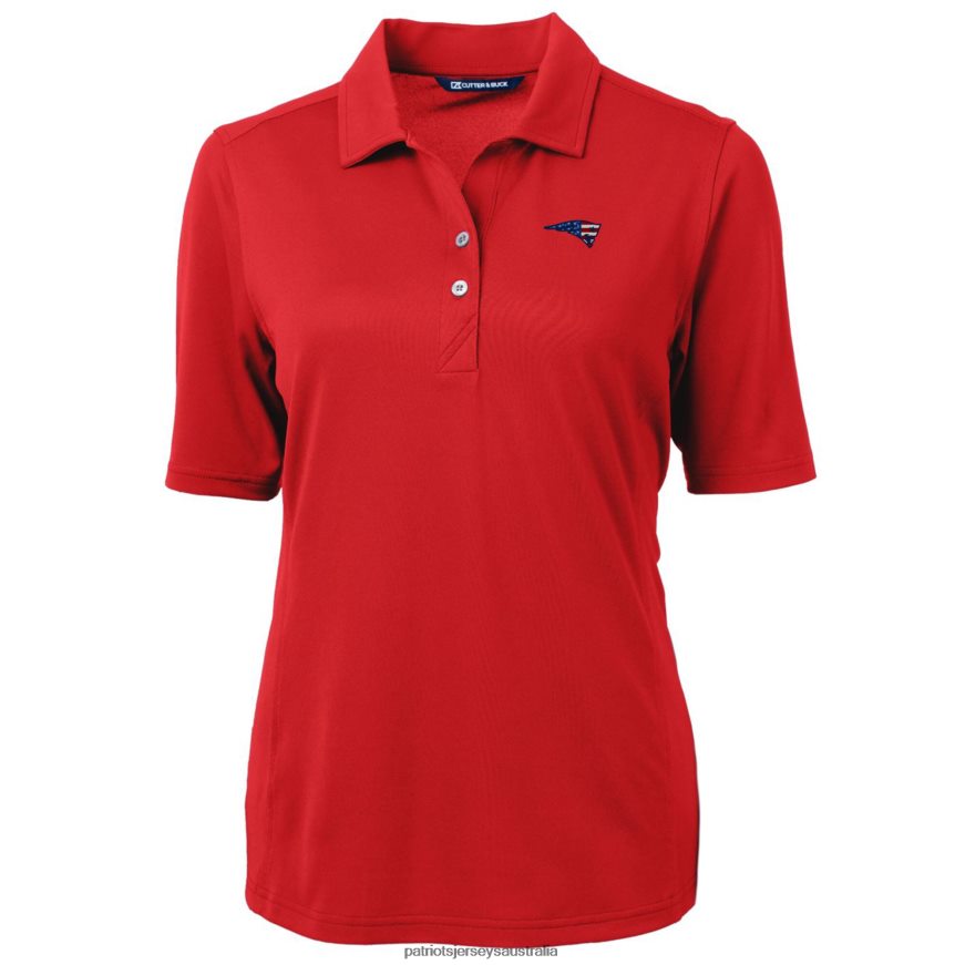 Women Cutter & Buck Red Americana Virtue Eco Pique Recycled Polo ZZ06V22575 Patriots Jersey Clothing