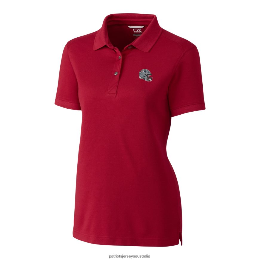 Women Cutter & Buck Red Helmet Logo Advantage DryTec Tri-Blend Pique Polo ZZ06V22504 Patriots Jersey Clothing