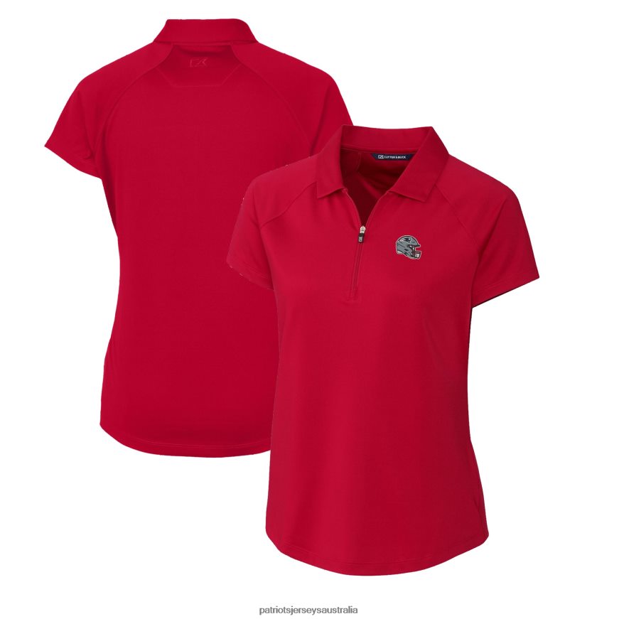 Women Cutter & Buck Red Helmet Logo DryTec Forge Stretch Polo ZZ06V22507 Patriots Jersey Clothing
