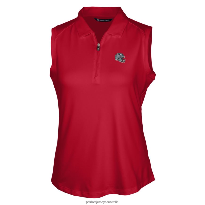 Women Cutter & Buck Red Helmet Logo DryTec Forge Stretch Sleeveless Polo ZZ06V22505 Patriots Jersey Clothing