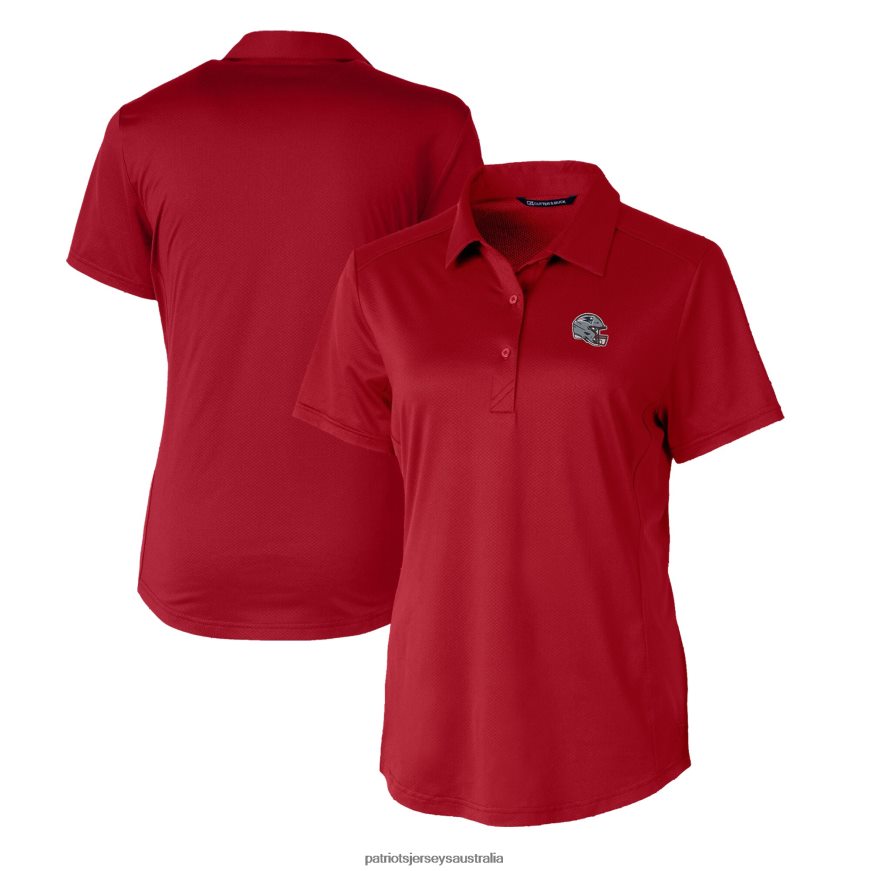 Women Cutter & Buck Red Helmet Logo DryTec Prospect Textured Stretch Polo ZZ06V22522 Patriots Jersey Clothing