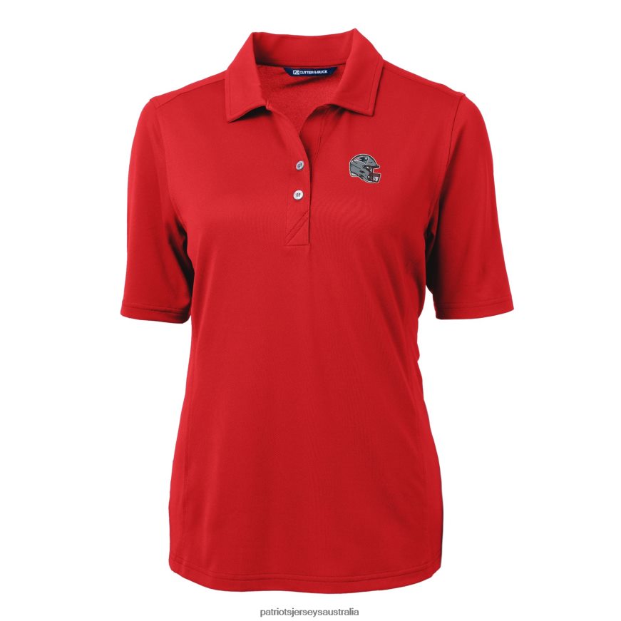 Women Cutter & Buck Red Helmet Logo DryTec Virtue Eco Pique Recycled Polo ZZ06V22521 Patriots Jersey Clothing