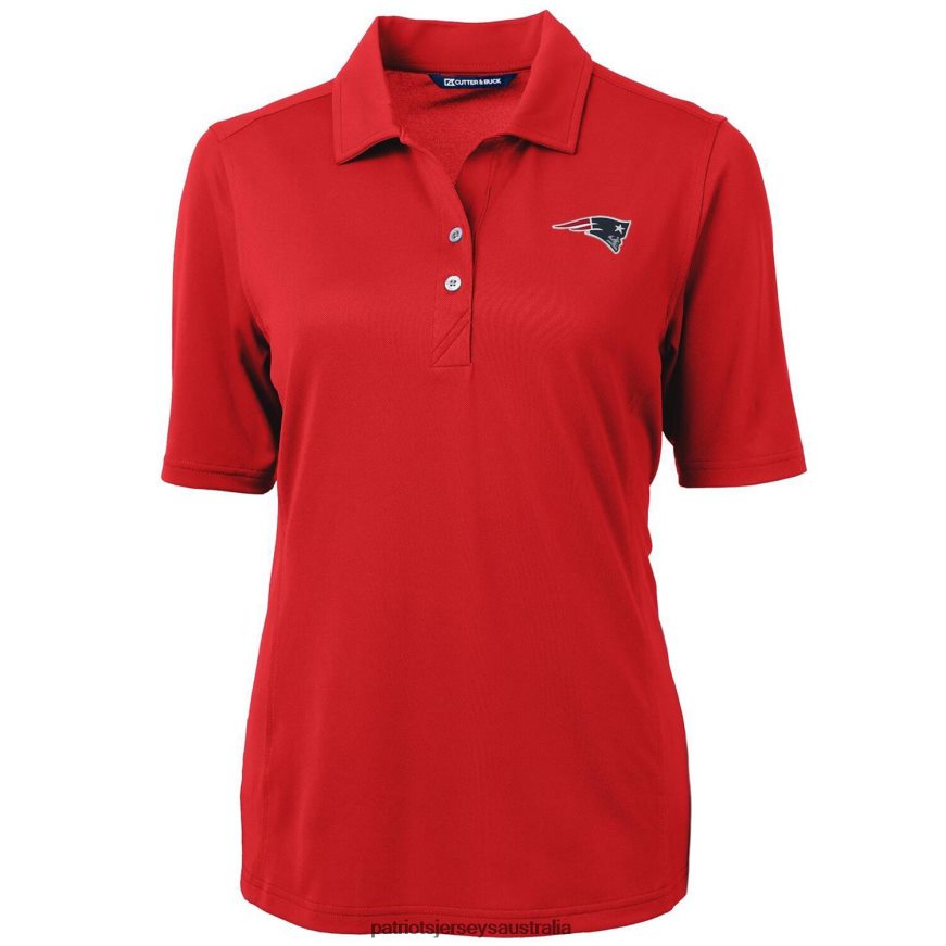 Women Cutter & Buck Red Virtue Eco Pique Recycled Polo ZZ06V22535 Patriots Jersey Clothing