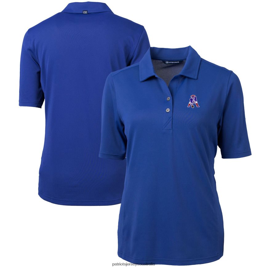 Women Cutter & Buck Royal Throwback Logo Virtue Eco Pique Recycled Polo ZZ06V22594 Patriots Jersey Clothing