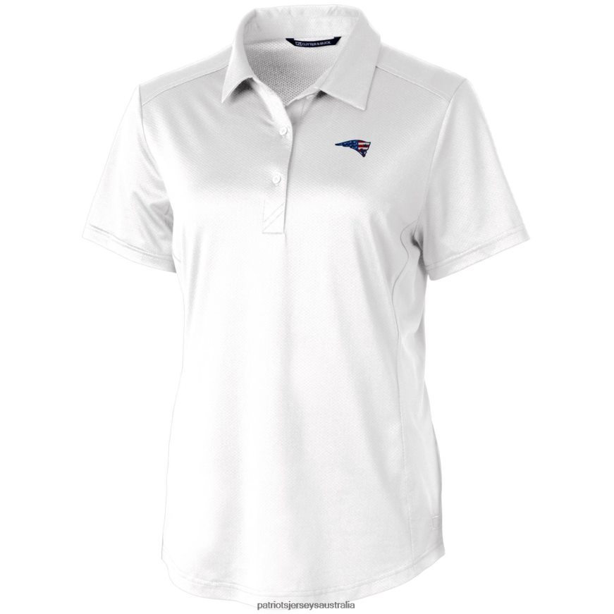 Women Cutter & Buck White Americana Prospect Textured Stretch Polo ZZ06V22608 Patriots Jersey Clothing