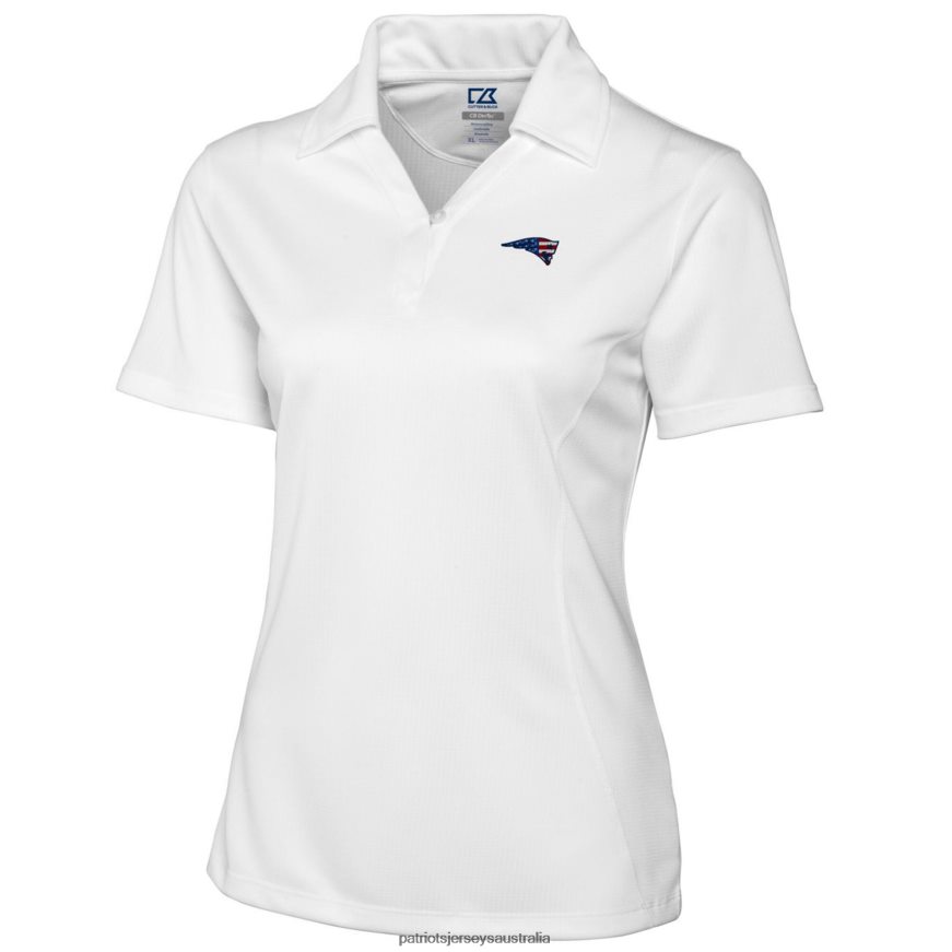 Women Cutter & Buck White Genre DryTec Textured Polo ZZ06V22614 Patriots Jersey Clothing