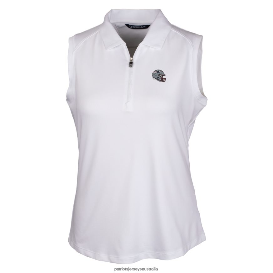 Women Cutter & Buck White Helmet Logo DryTec Forge Stretch Sleeveless Polo ZZ06V22513 Patriots Jersey Clothing