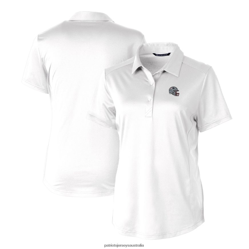 Women Cutter & Buck White Helmet Logo DryTec Prospect Textured Stretch Polo ZZ06V22527 Patriots Jersey Clothing