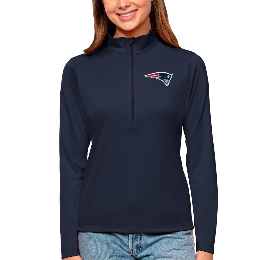 Women Antigua Navy Tribute Half-Zip Top ZZ06V22831 Patriots Jersey Clothing