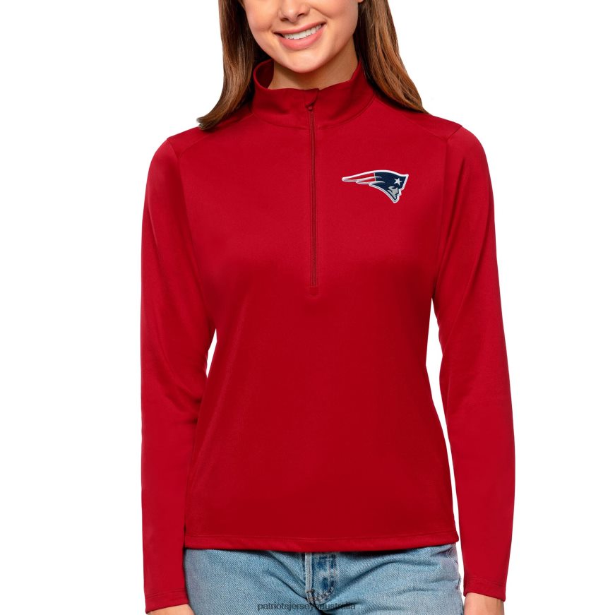 Women Antigua Red Tribute Half-Zip Top ZZ06V22812 Patriots Jersey Clothing