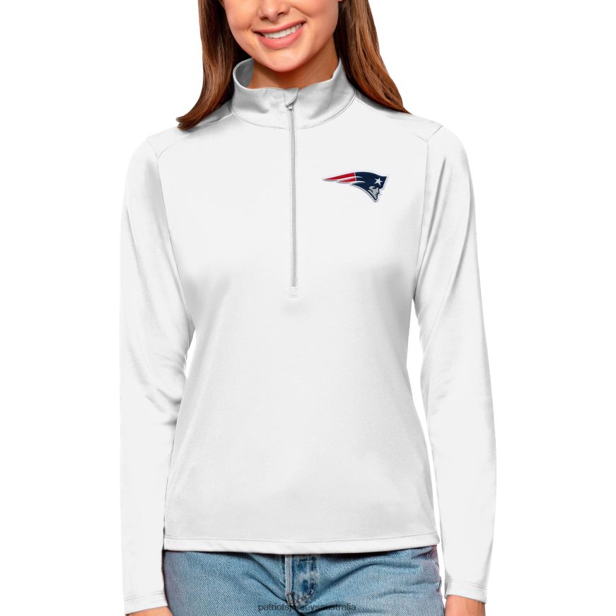 Women Antigua White Tribute Half-Zip Top ZZ06V22817 Patriots Jersey Clothing