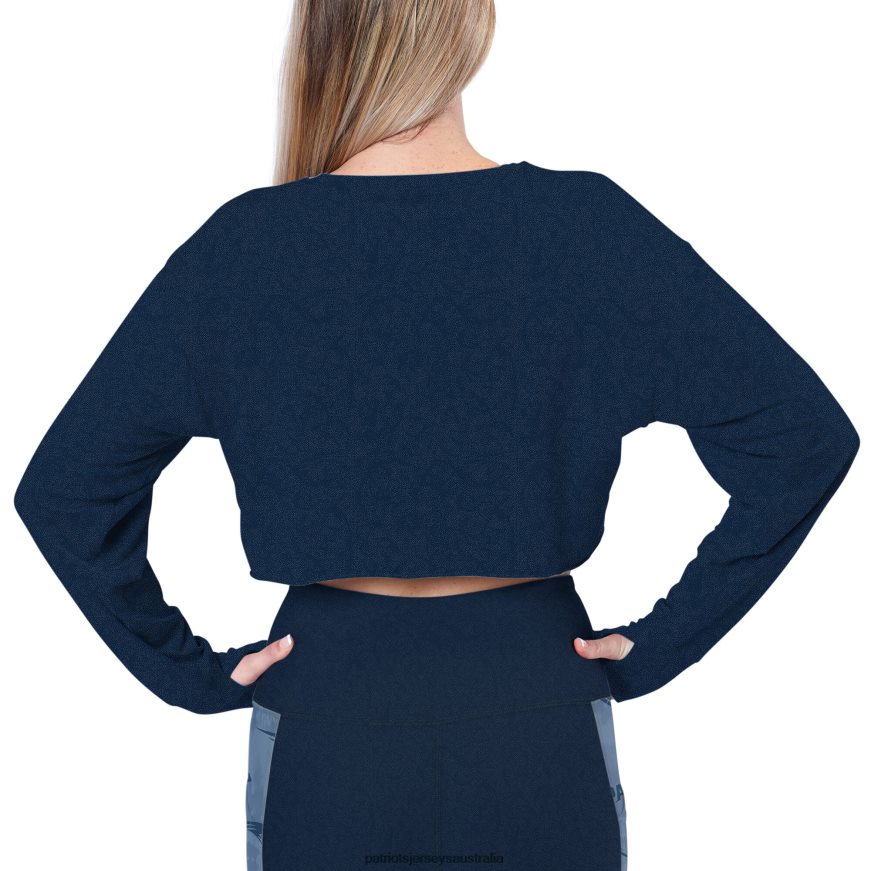 Women Certo Navy Cropped Long Sleeve Shirt ZZ06V22773 Patriots Jersey Clothing