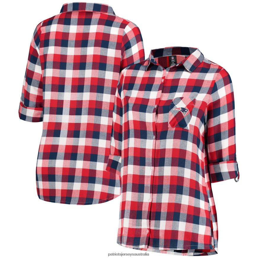 Women Concepts Sport Navy/Red Plus Size Breakout Flannel Nightshirt ZZ06V22814 Patriots Jersey Clothing