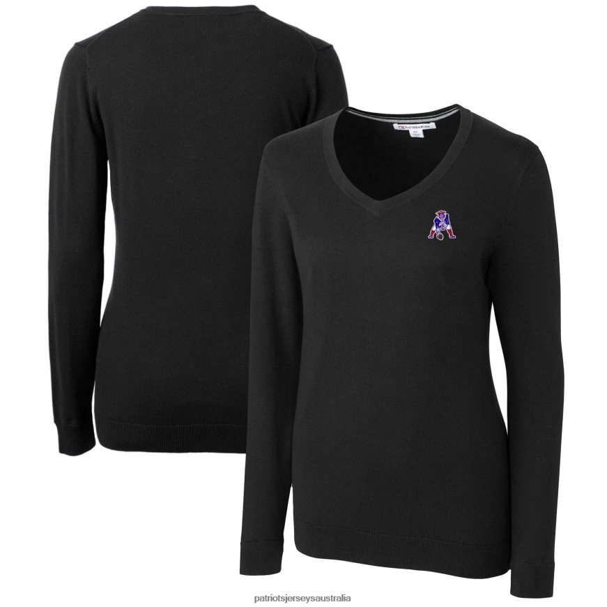 Women Cutter & Buck Black Throwback Logo Lakemont Tri-Blend V-Neck Sweater ZZ06V22826 Patriots Jersey Clothing