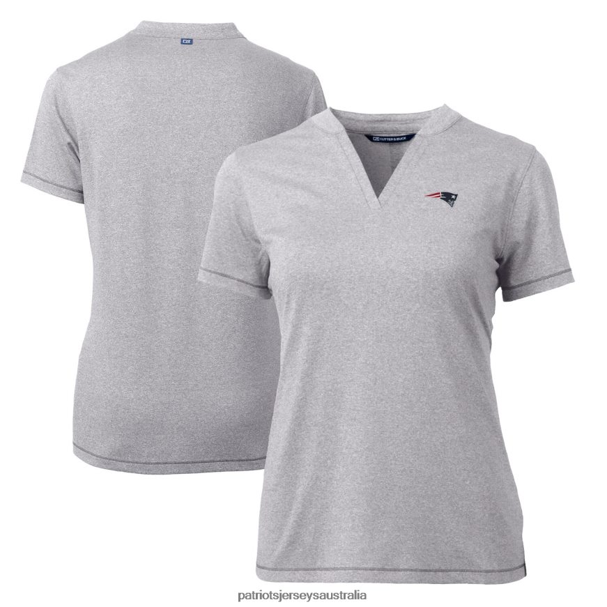 Women Cutter & Buck Heather Gray Forge Stretch Blade Polo ZZ06V22838 Patriots Jersey Clothing