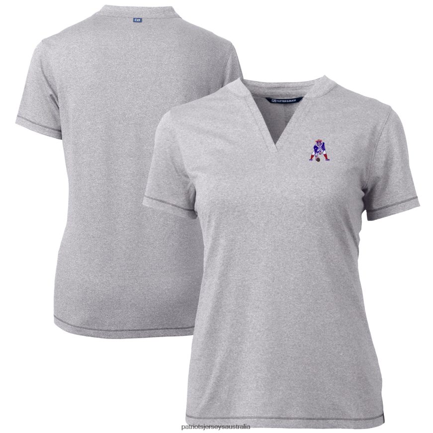 Women Cutter & Buck Heather Gray Throwback Logo Forge Blade V-Neck Polo ZZ06V22841 Patriots Jersey Clothing