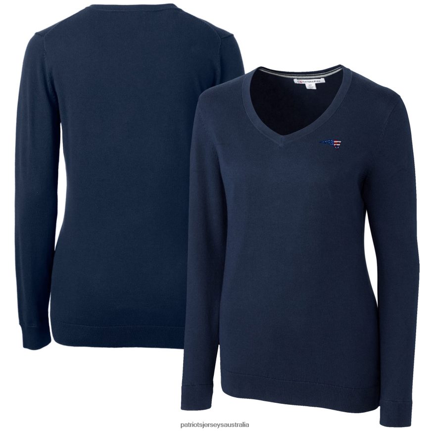 Women Cutter & Buck Navy Lakemont Tri-Blend V-Neck Sweater ZZ06V22824 Patriots Jersey Clothing