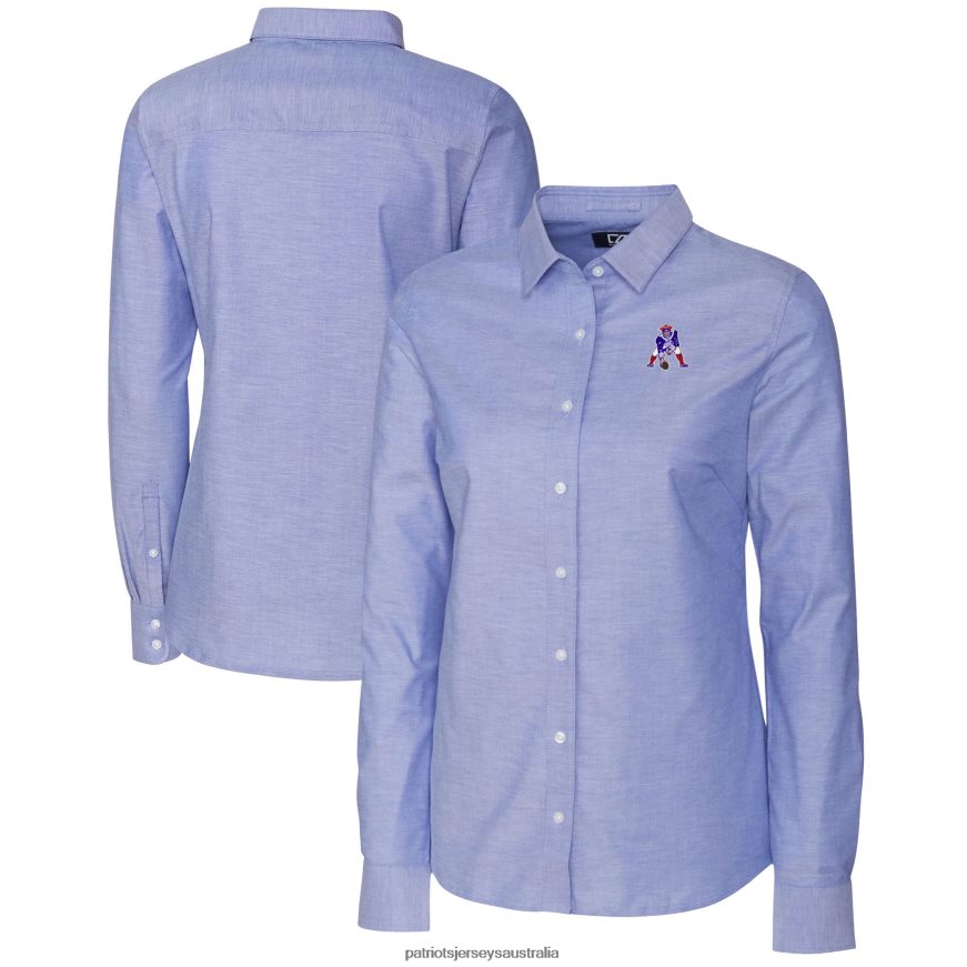 Women Cutter & Buck Powder Blue Throwback Logo Oxford Stretch Long Sleeve Button-Up Shirt ZZ06V22836 Patriots Jersey Clothing