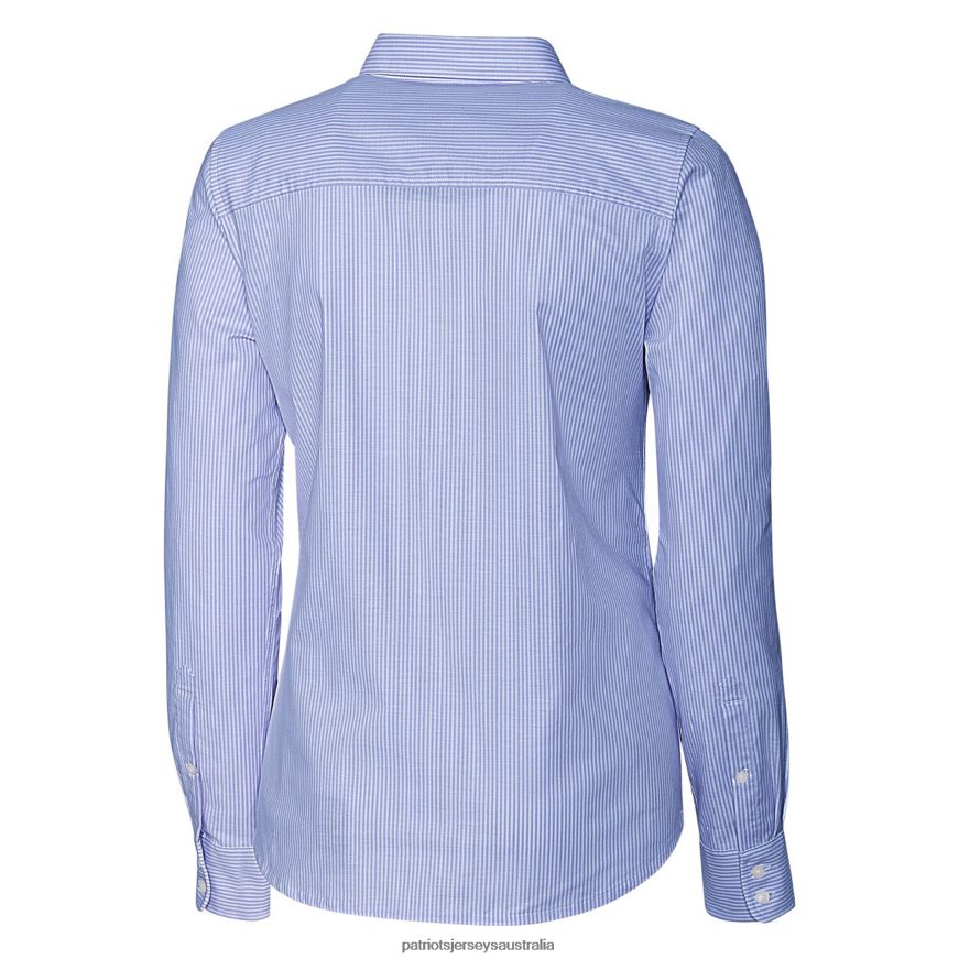 Women Cutter & Buck Powder Blue Throwback Logo Stretch Oxford Stripe Long Sleeve Button-Up Shirt ZZ06V22835 Patriots Jersey Clothing