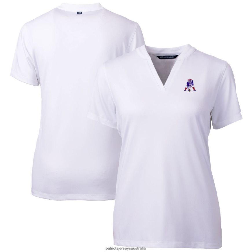 Women Cutter & Buck White Throwback Logo Forge Blade V-Neck Polo ZZ06V22839 Patriots Jersey Clothing