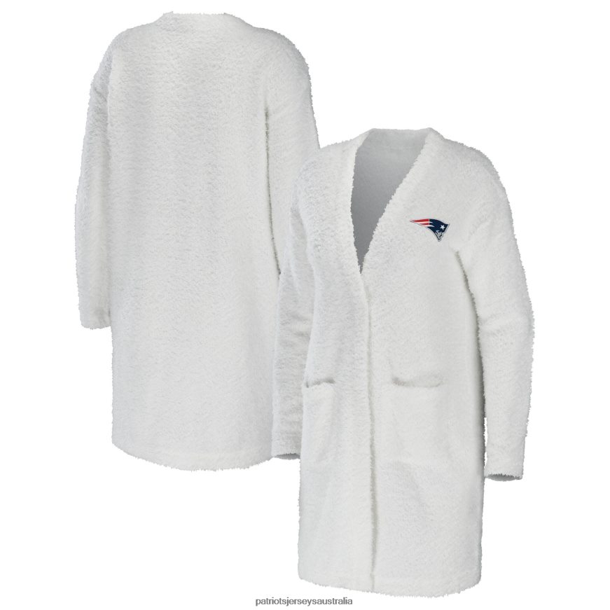 Women WEAR by Erin Andrews Cream Cozy Lounge Cardigan Sweater ZZ06V22815 Patriots Jersey Clothing